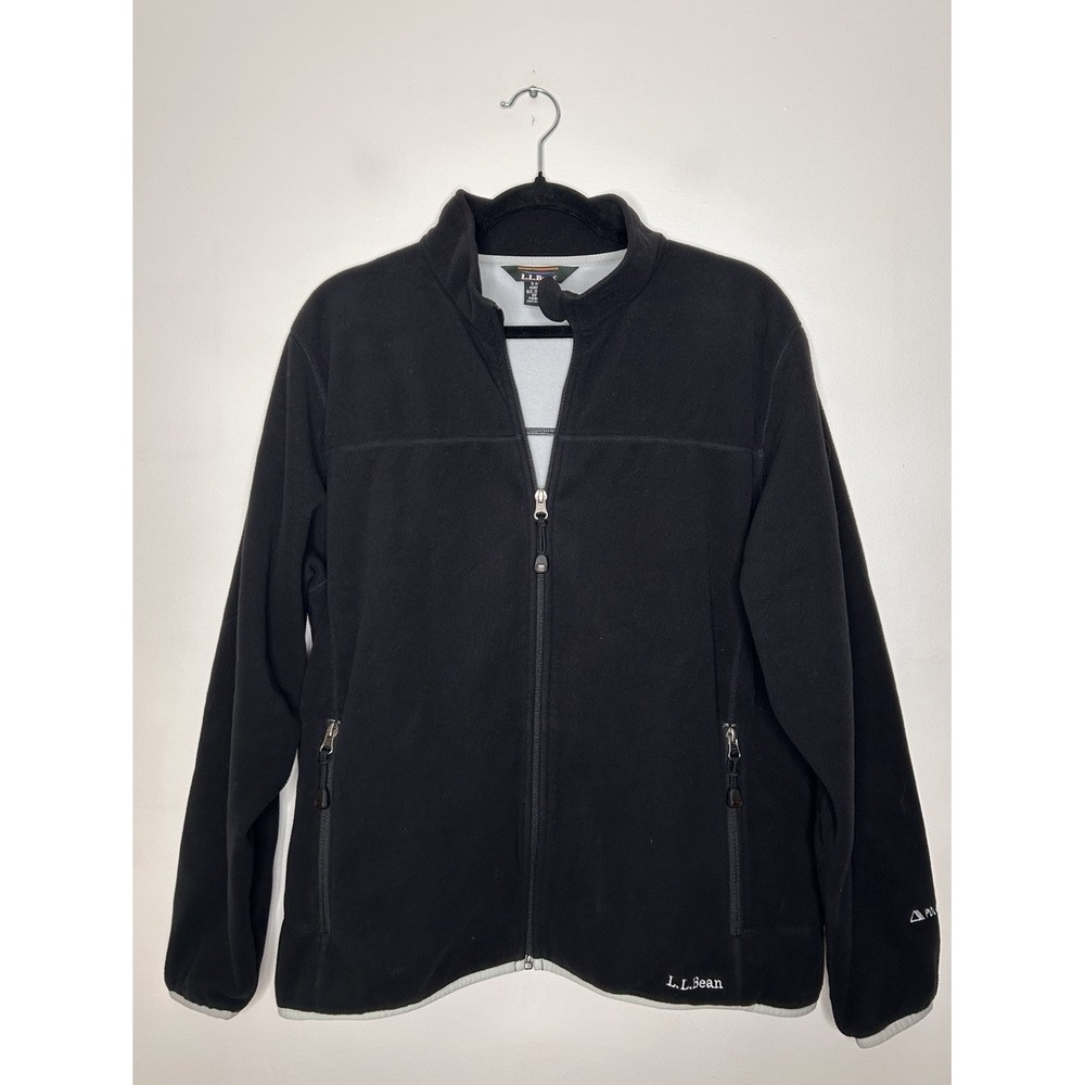 L.L. Bean Fleece Women's Vintage Full Zip Jacket Black Polartec Heavy Size Large
